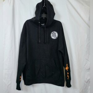 Dragon Ball Z Men Black Orange Goku Fighting Stance Logo L Sleeve Anime Hoodie L